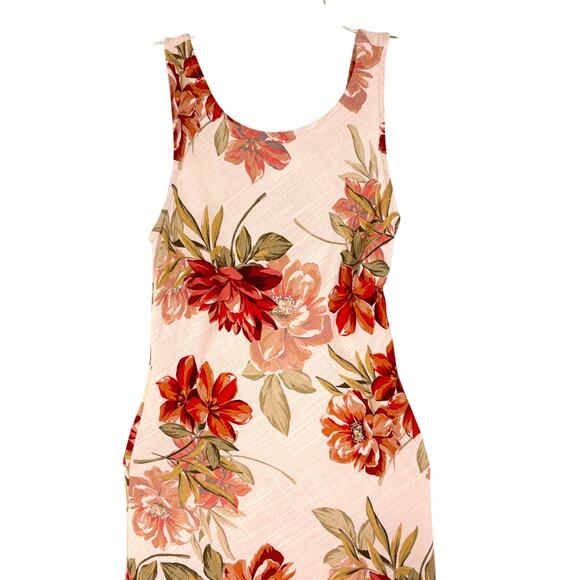 Anthropologie Paper Heart Pink Floral Linen Sleeveless Maxi Dress Size XS - Picture 4 of 8